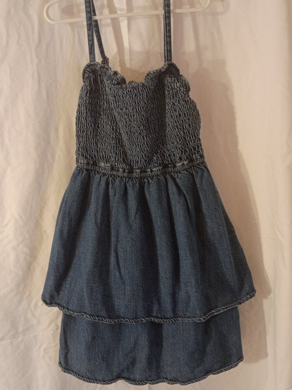 abercrombie Kids Smocked Tiered Denim Dress Girls Size 11-12